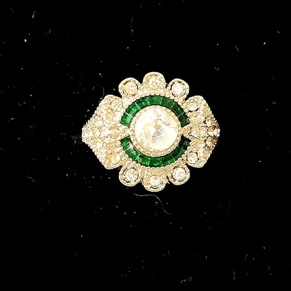 NWOT Vintage 80s Sterling Silver Plated Cluster Ring